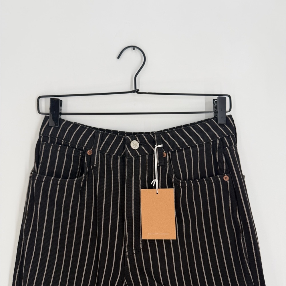 Reformation Georgia Pinstripe High Rise Flare Jeans - Picture 1 of 7